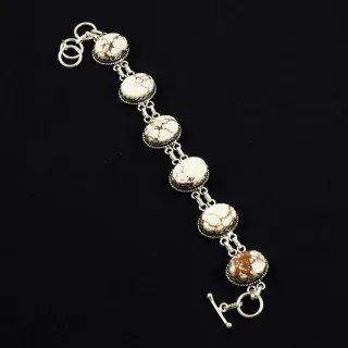Natural Wild Horse Sterling Silver Plated Handmade Bracelet