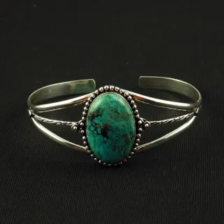 Natural Turquoise Sterling Silver Plated Handmade Cuff Bangle