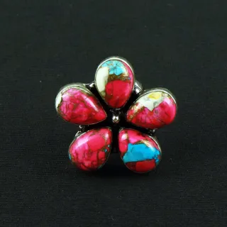 Natural Cotton Candy Sterling Silver Plated Handmade Ring - Size 6.5