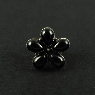 Natural Black Onyx Sterling Silver Plated Handmade Ring - Size 7