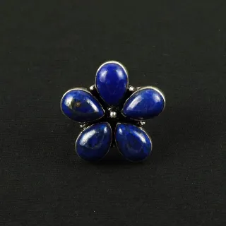 Natural Lapis Lazuli Sterling Silver Plated Handmade Ring - Size 10.5