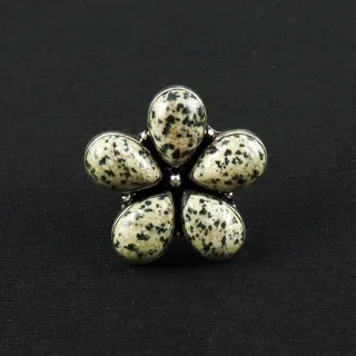 Natural Dalmatian Jasper Sterling Silver Plated Handmade Ring - Size 7