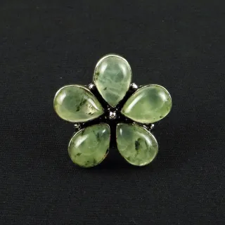 Natural Prehnite Sterling Silver Plated Handmade Ring - Size 6