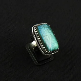 Natural Labradorite Sterling Silver Plated Handmade Ring - Size 8
