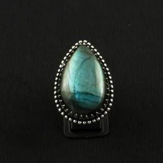 Natural Labradorite Sterling Silver Plated Handmade Ring - Size 6.5